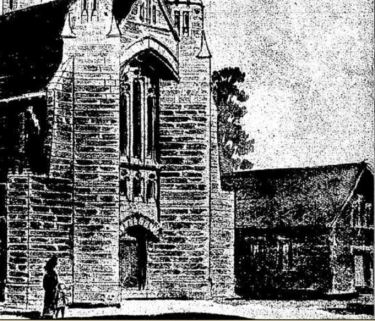 Engraving of Sunday School and Church